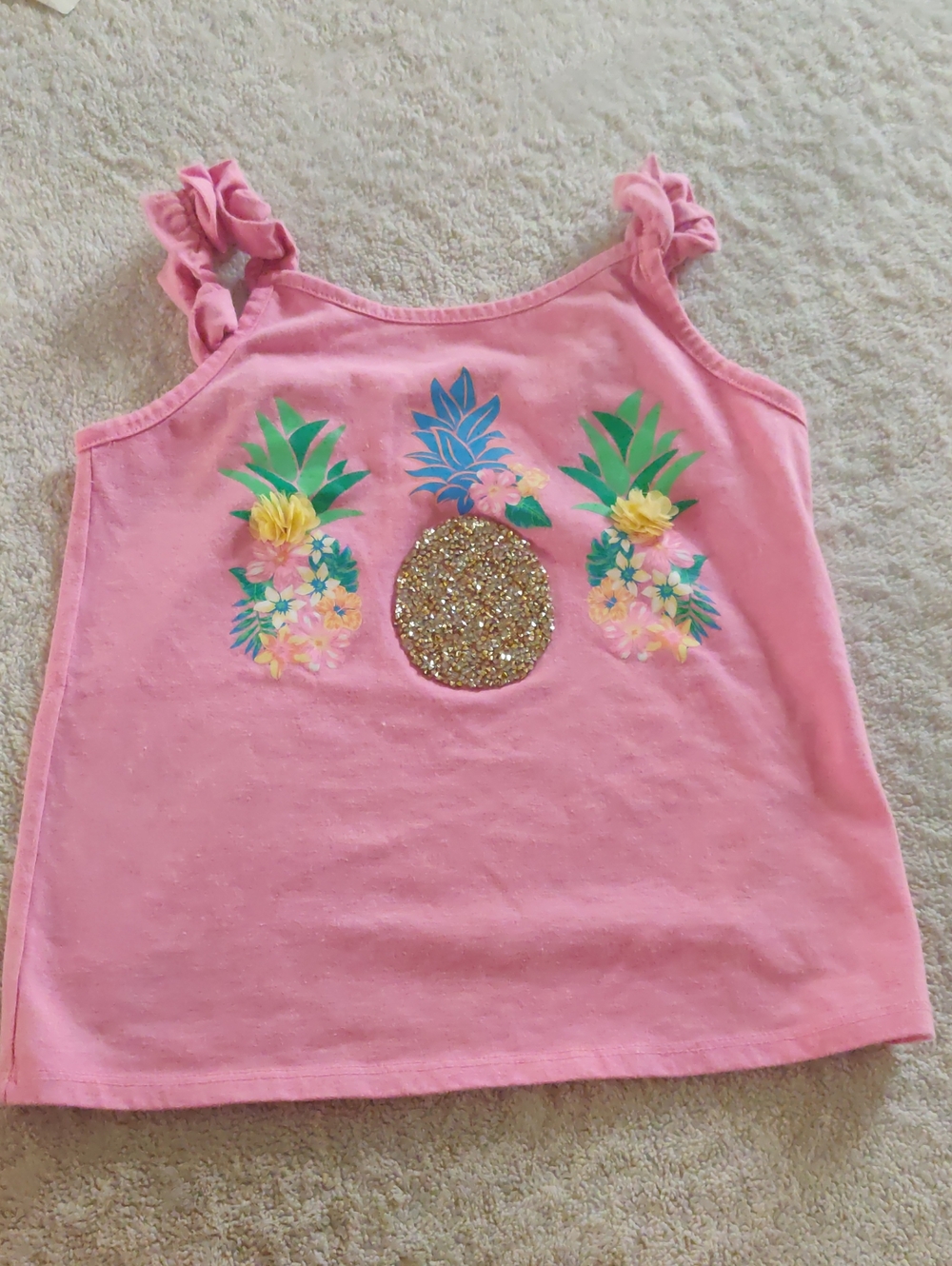 Tommy Bahama Pink Tank with Glitter Pineapple Trio Size 7/8